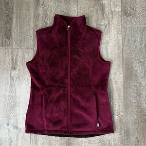The North Face Vest Womens Burgundy Osito Fuzzy Fleece Full Zip Jacket Sz. Small